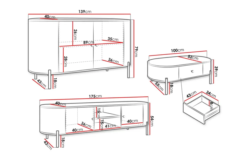Maggio Møbelsett For Stue - Beige - Møbler - Møbelsett - Møbelsett til stue