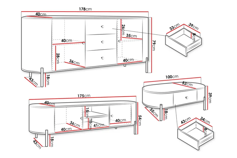 Maggio Møbelsett For Stue - Beige - Møbler - Møbelsett - Møbelsett til stue