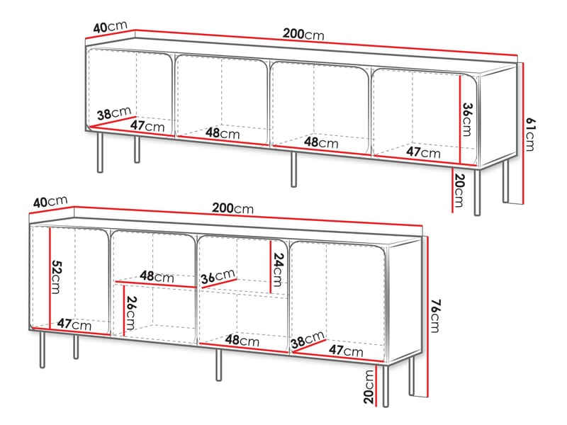 Marros Møbelsett Skjenk 200 cm - Beige - Møbler - Møbelsett - Møbelsett til stue