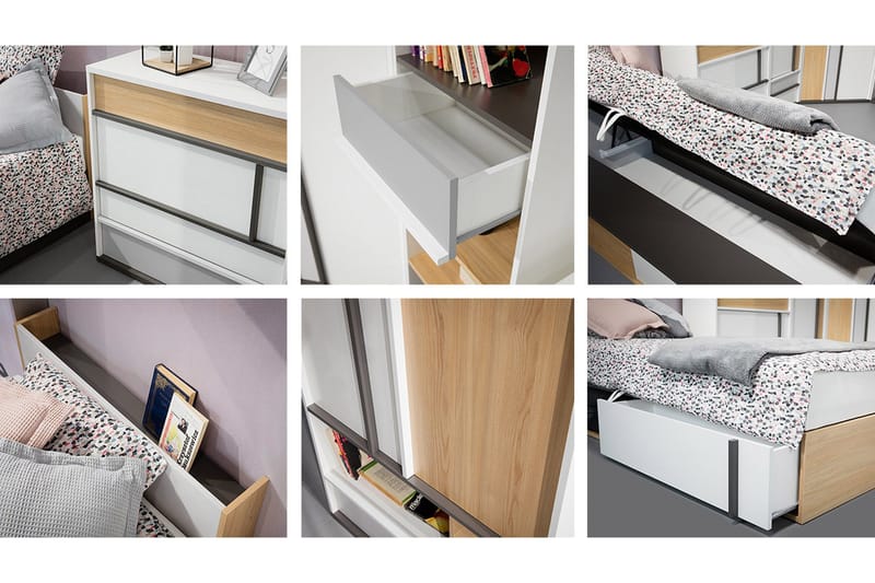 Metropolitan Møbelsett For Soverom - Brun/Hvit/Lysegrå/Sort - Møbler - Møbelsett - Møbelsett til soverom