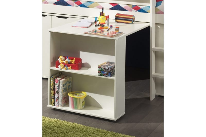 Middelseng med skrivebord, bokhylle og skap med 4 dører med hylle Pino - Møbler - Barnemøbler - Barnemøbelsett