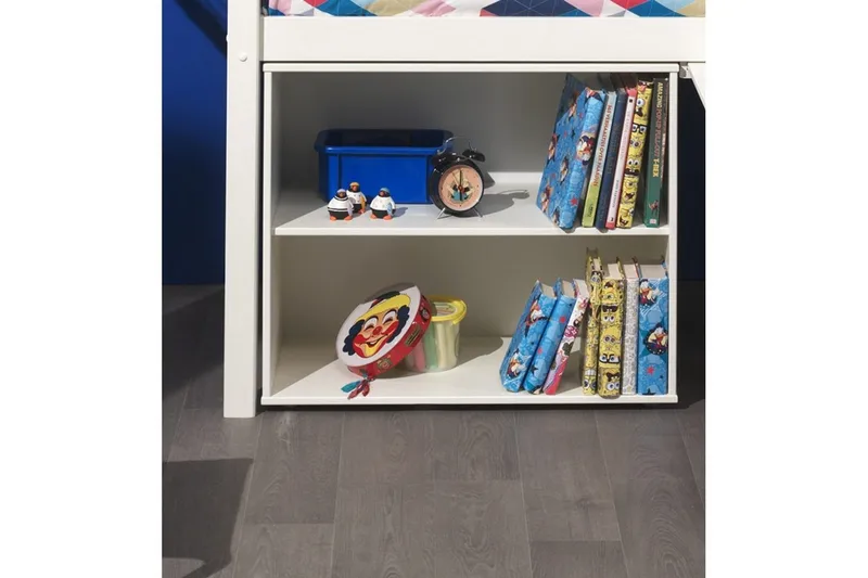 Middelseng med skrivebord, bokhylle og skap med 4 dører med hylle Pino - Møbler - Møbelsett - Møbelsett til soverom