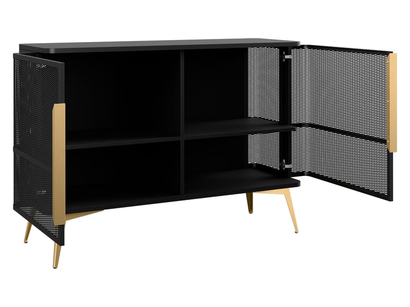 Mireva møbelsett til stue - TV-benk, vitrineskap og skjenk - svart, gull - Møbler - Møbelsett - Møbelsett til stue