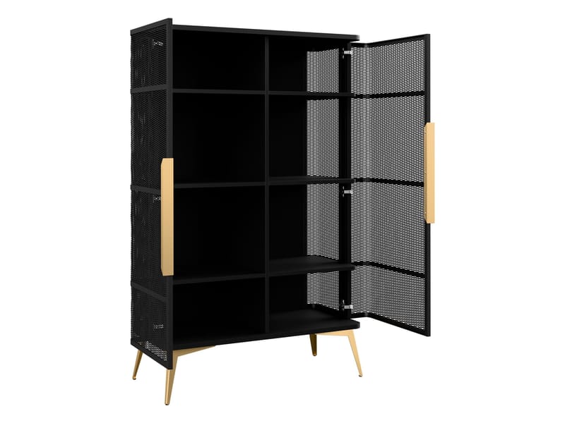 Mireva møbelsett til stue - TV-benk, vitrineskap og skjenk - svart, gull - Møbler - Møbelsett - Møbelsett til stue