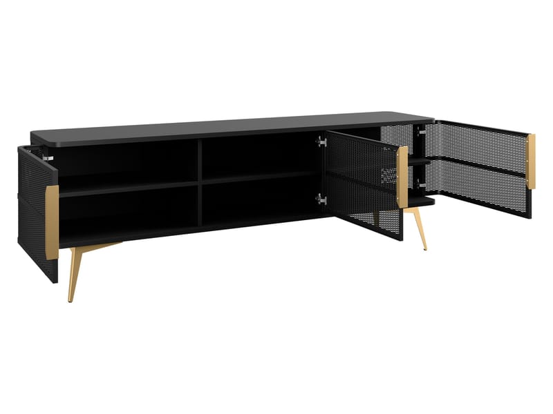 Mireva møbelsett til stue - TV-benk, vitrineskap og skjenk - svart, gull - Møbler - Møbelsett - Møbelsett til stue