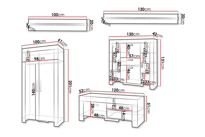 Aberfelt Møbelsett For Stue - Brun - Møbler - Møbelsett - Møbelsett til stue