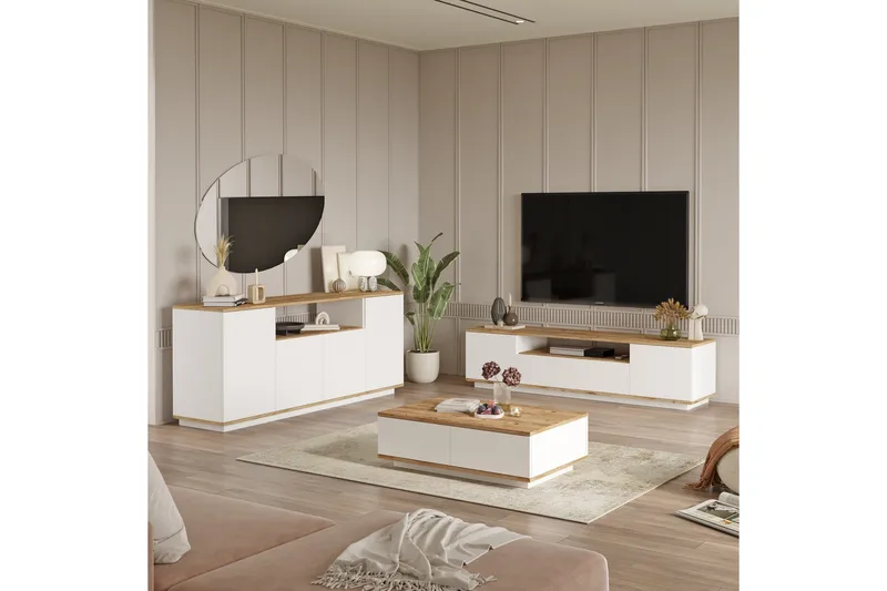 Anari Møbelsett til stuen - Hvit - Møbler - Møbelsett - Møbelsett til stue