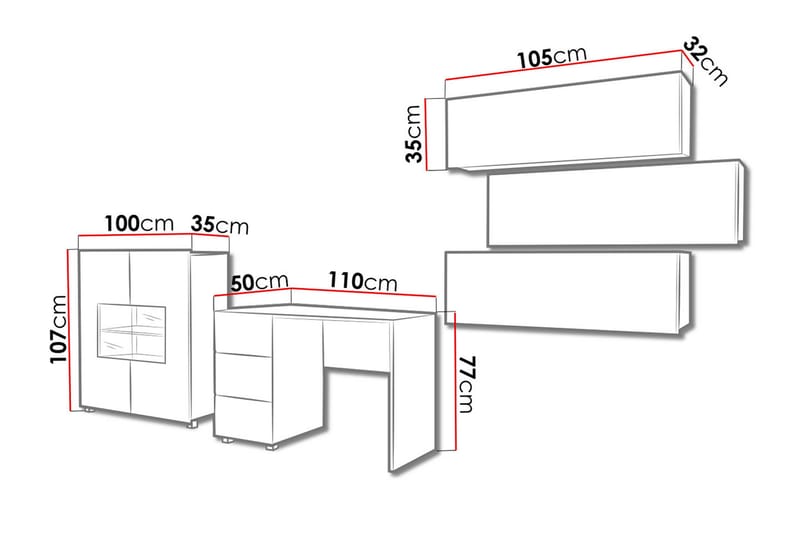 Calabrini Møbelsett Stue - Grå / Hvit - Møbler - Møbelsett - Møbelsett til stue