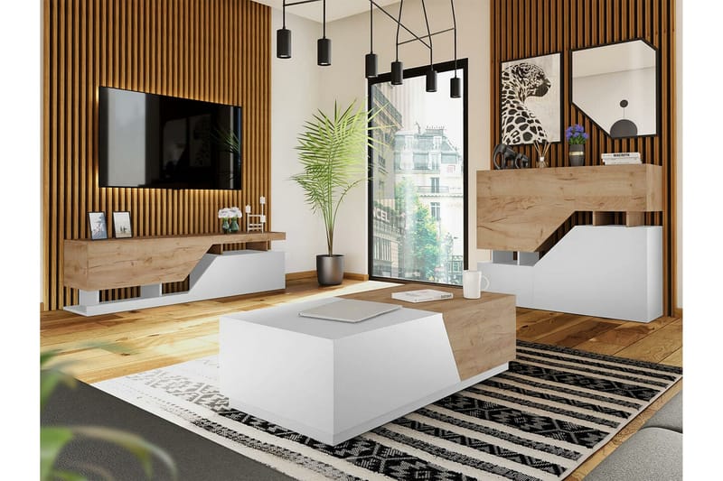 Carbost Möbelset För Vardagsrum White - Møbler - Møbelsett - Møbelsett til stue