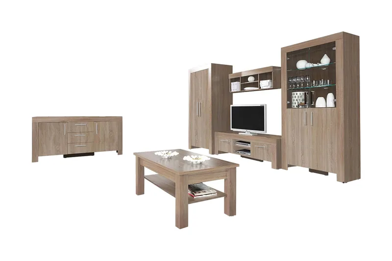 Cezar Mediamøbler - Beige / Brun - Møbler - Møbelsett - Møbelsett til stue