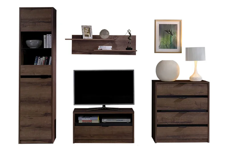 Denver Mediamøbel - Brun - Møbler - Møbelsett - Møbelsett til stue