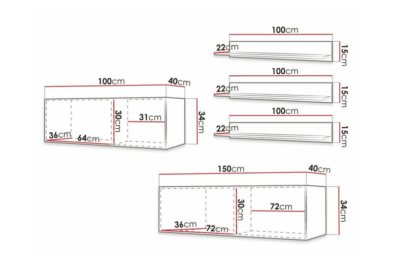 Dunvegan Möbelset För Vardagsrum Black - Møbler - Møbelsett - Møbelsett til stue