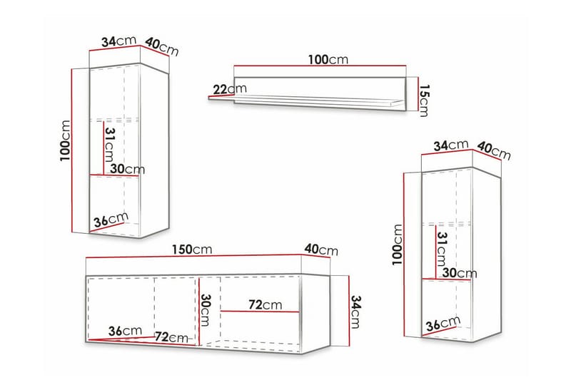 Dunvegan Möbelset För Vardagsrum Black - Møbler - Møbelsett - Møbelsett til stue