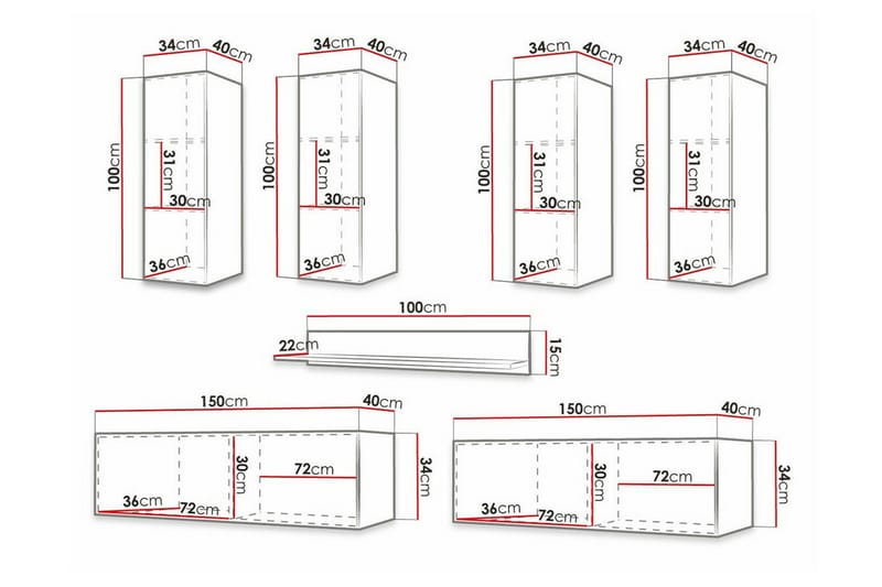 Dunvegan Möbelset För Vardagsrum White - Møbler - Møbelsett - Møbelsett til stue