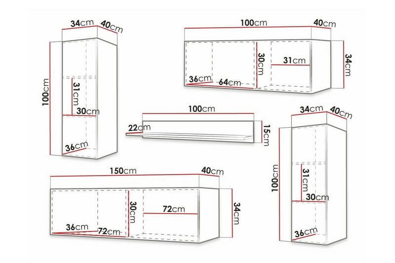 Dunvegan Möbelset För Vardagsrum White - Møbler - Møbelsett - Møbelsett til stue