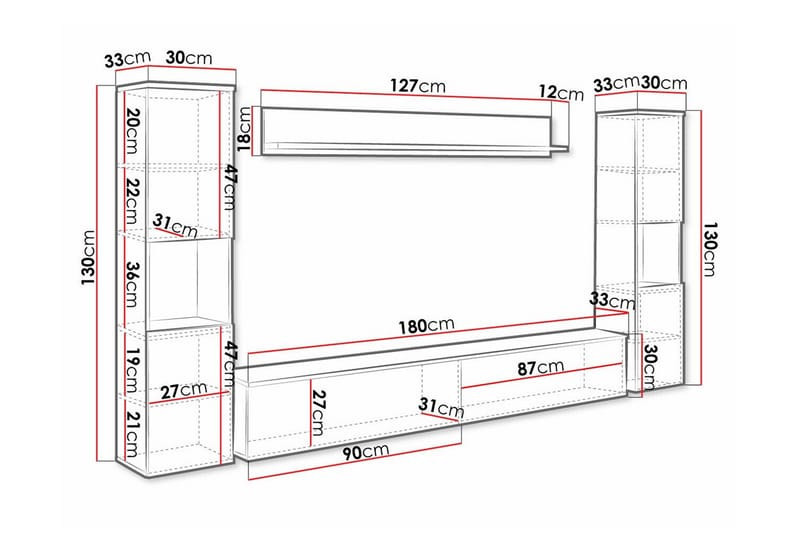 Galbally Møbelsett For Stue - Hvid - Møbler - Møbelsett - Møbelsett til stue