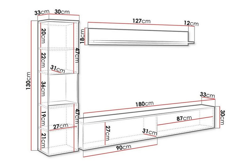 Galbally Möbelset För Vardagsrum Brown - Møbler - Møbelsett - Møbelsett til stue