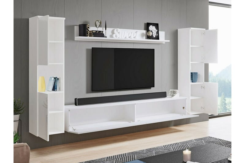 Galbally Möbelset För Vardagsrum White - Møbler - Møbelsett - Møbelsett til stue