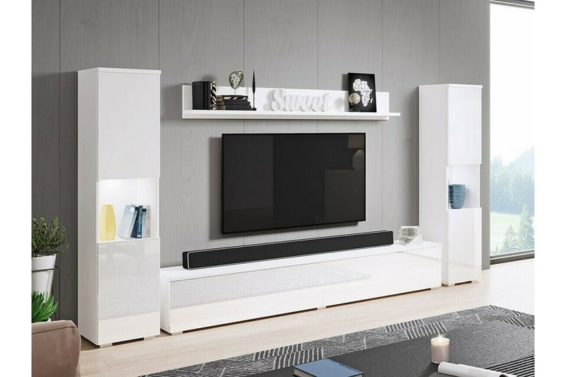 Galbally Möbelset För Vardagsrum White - Møbler - Møbelsett - Møbelsett til stue