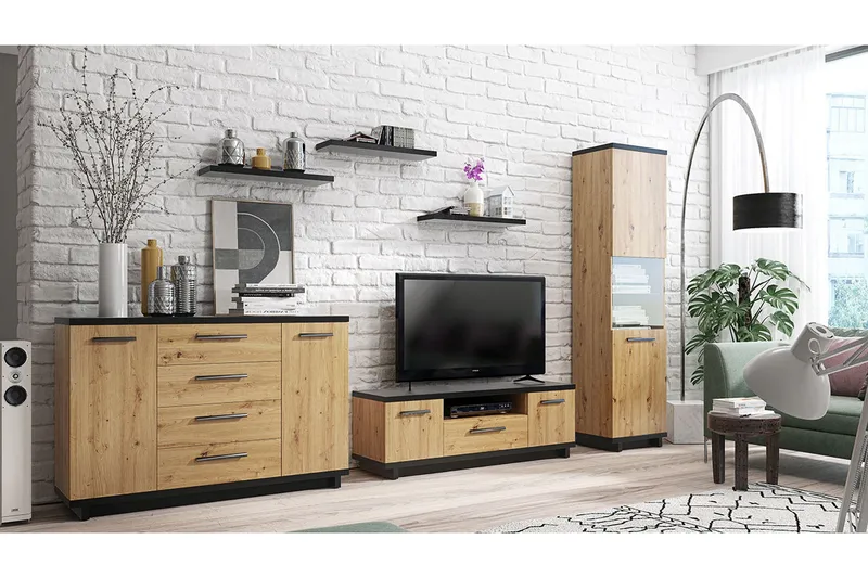 Ines Stuesett - Eik/Svart - Møbler - Møbelsett - Møbelsett til stue