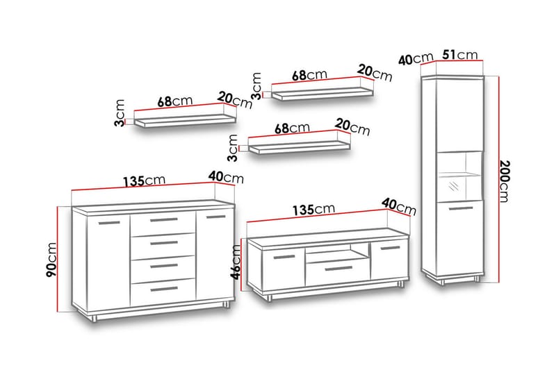 Ines Stuesett - Eik/Svart - Møbler - Møbelsett - Møbelsett til stue