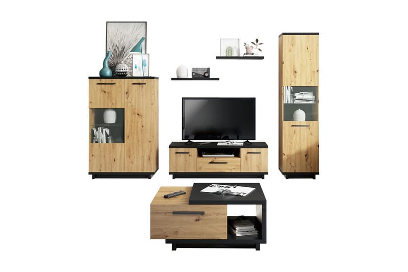 Ines Stuesett - Eik/Svart - Møbler - Møbelsett - Møbelsett til stue