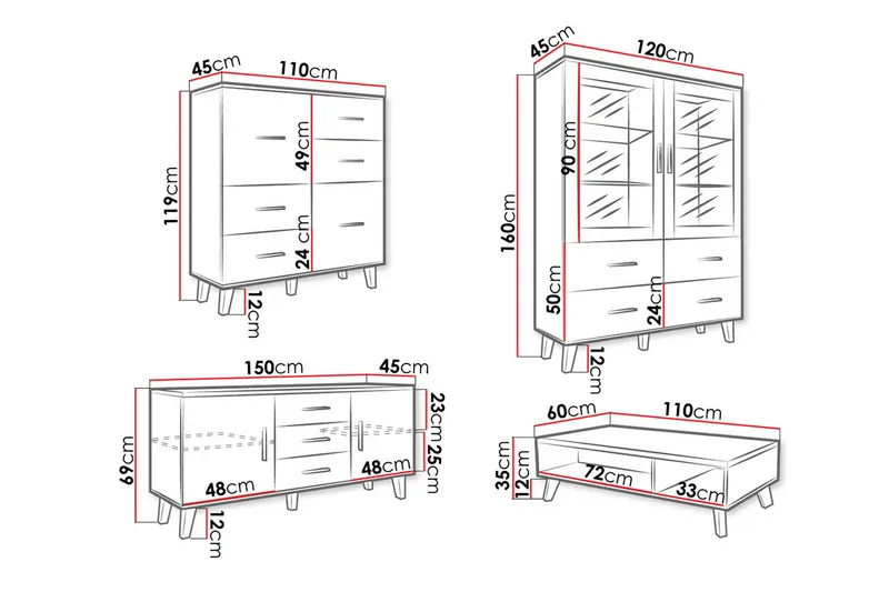 Kardos Stuesett - Natur/Svart - Møbler - Møbelsett - Møbelsett til stue