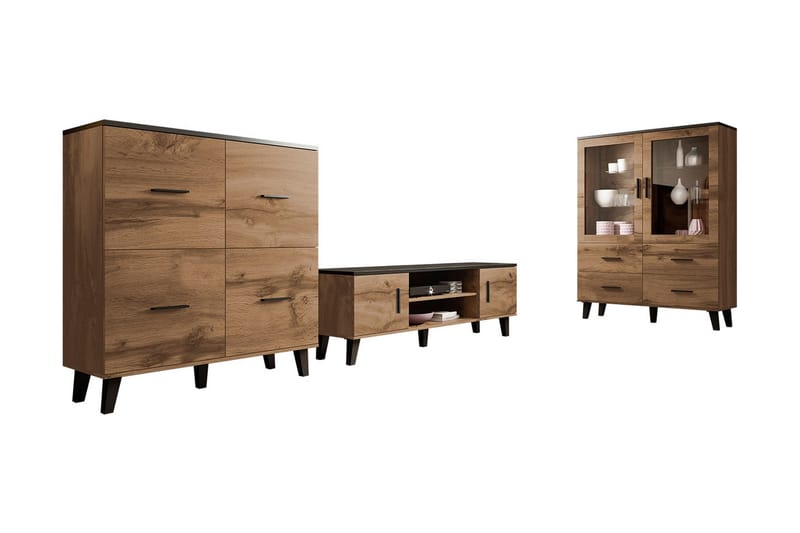 Kardos Stuesett - Natur/Svart - Møbler - Møbelsett - Møbelsett til stue