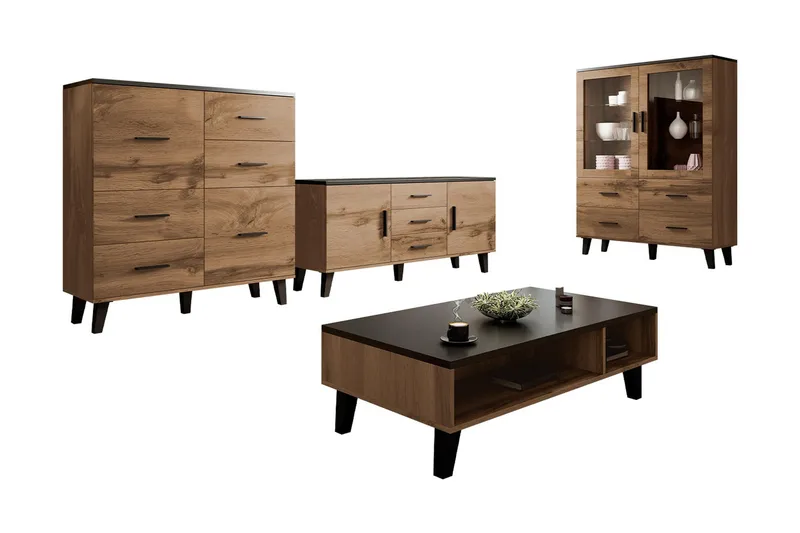 Kardos Stuesett - Natur/Svart - Møbler - Møbelsett - Møbelsett til stue