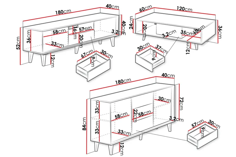 Kintore Møbelsett for stue - Brun - Møbler - Møbelsett - Møbelsett til stue