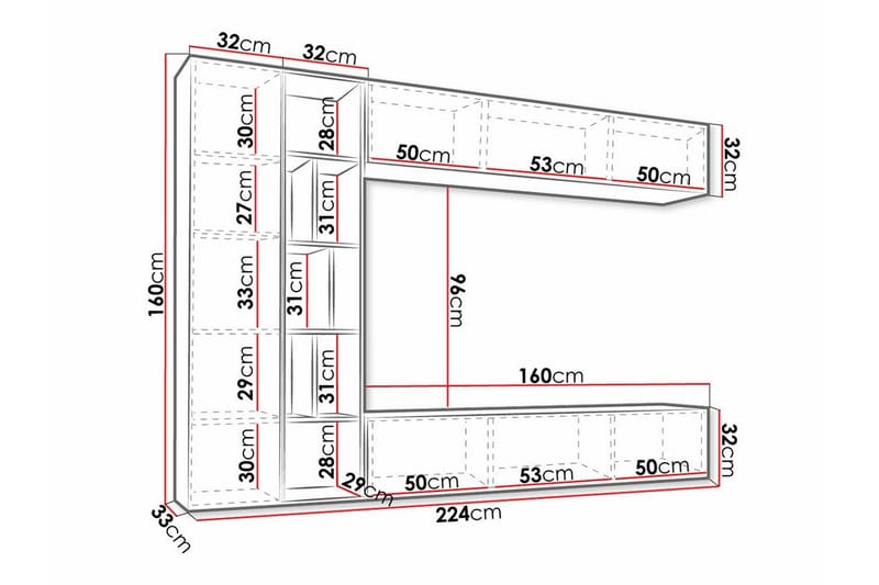 Kintore Møbelsett for stue - Hvid - Møbler - Møbelsett - Møbelsett til stue