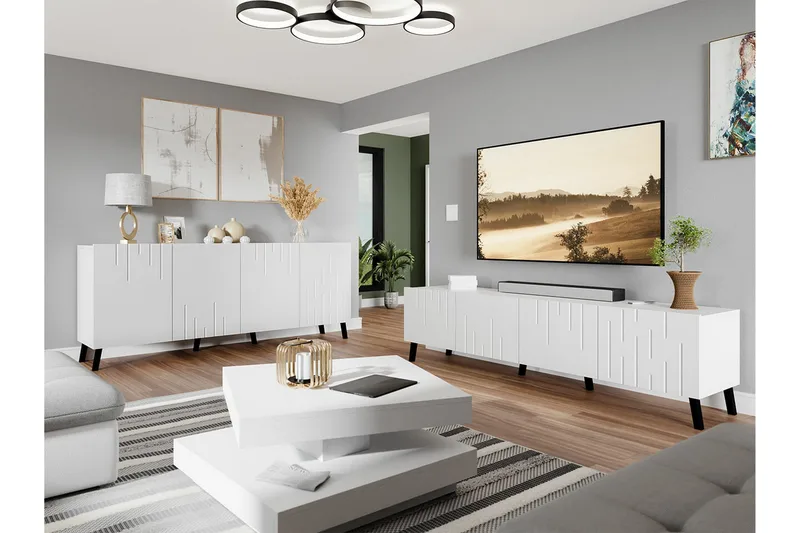 Kintore Möbelset För Vardagsrum White - Møbler - Møbelsett - Møbelsett til stue