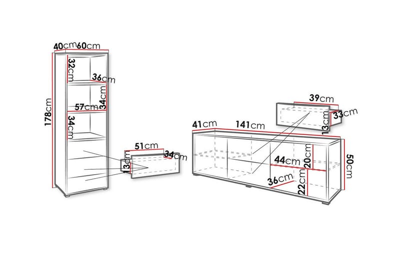 Kintore Möbelset För Vardagsrum White - Møbler - Møbelsett - Møbelsett til stue