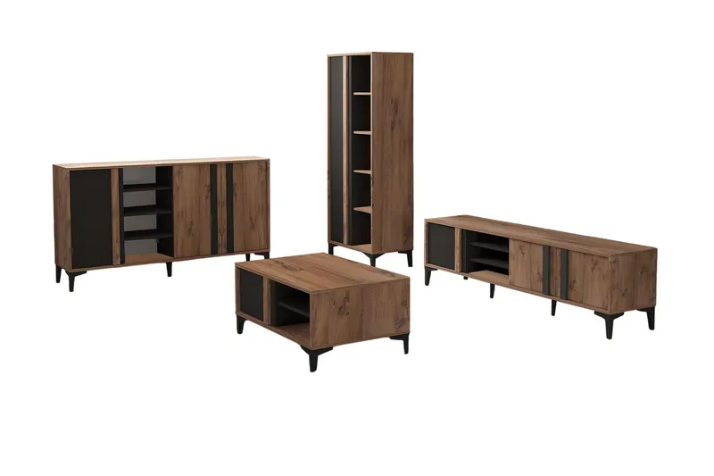 Lacin Møbelsett til stuen - Antrasitt - Møbler - Møbelsett - Møbelsett til stue