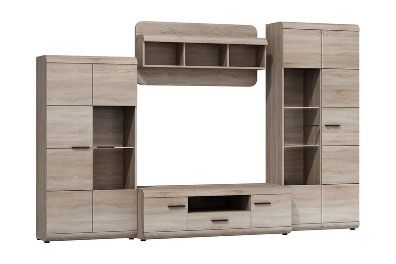 Link Mediamøbler 300x54x194 cm - Beige / Grå - Møbler - Møbelsett - Møbelsett til stue