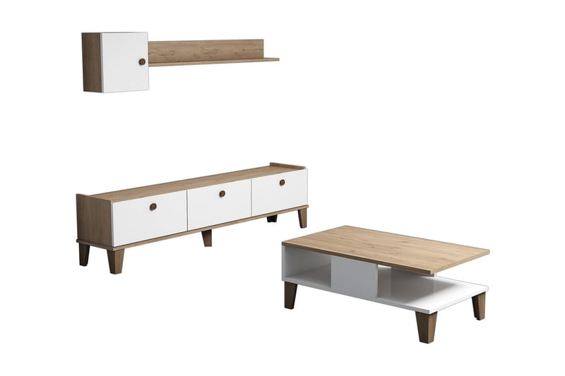 Living Room Furniture Set Eik|Hvit - Møbler - Møbelsett - Møbelsett til stue