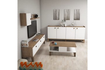 Living Room Furniture Set Eik|Hvit - Møbler - Møbelsett - Møbelsett til stue