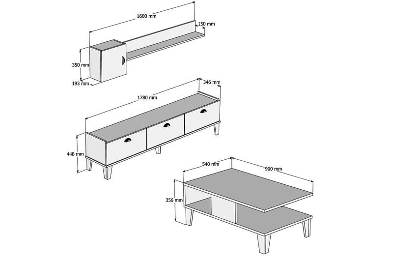 Living Room Furniture Set Eik|Marmor - Møbler - Møbelsett - Møbelsett til stue