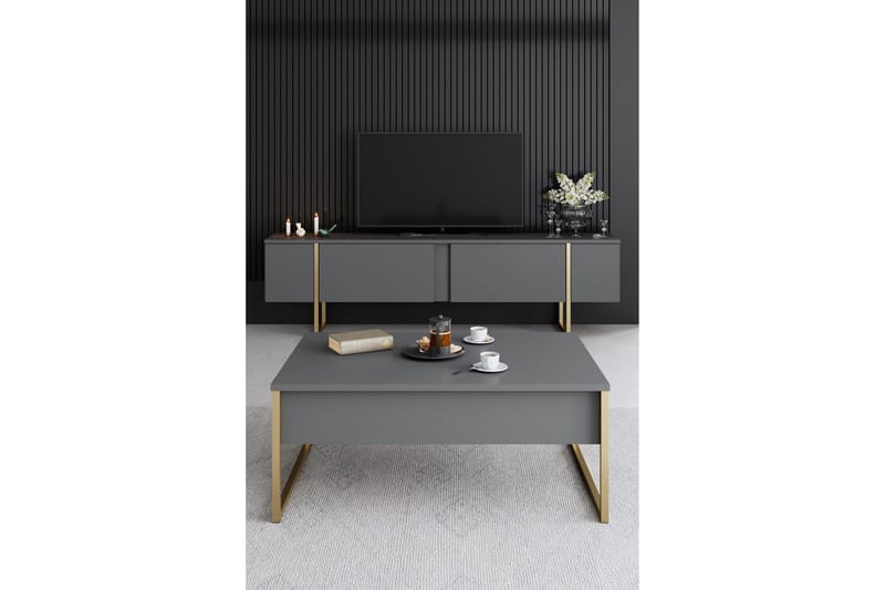 Luxe Møbelsett til stuen - Antrasitt - Møbler - Møbelsett - Møbelsett til stue