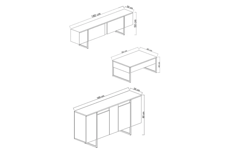 Luxe Møbelsett til stuen - Hvit - Møbler - Møbelsett - Møbelsett til stue