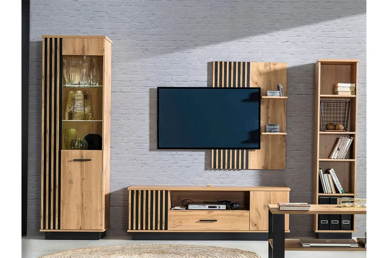 Møbelsett til stuen, Svart|Eik