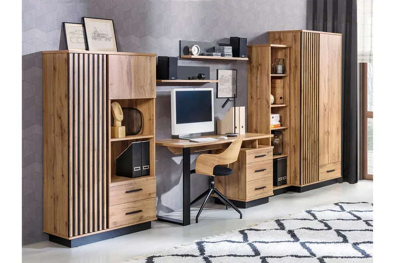 Møbelsett til stuen, Svart|Eik