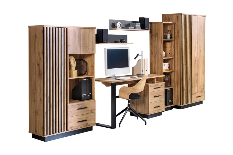 Møbelsett til stuen - Svart|Eik - Møbler - Møbelsett - Møbelsett til stue