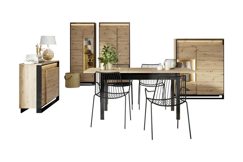 Quant Stuesett - Eik/Svart - Møbler - Møbelsett - Møbelsett til stue