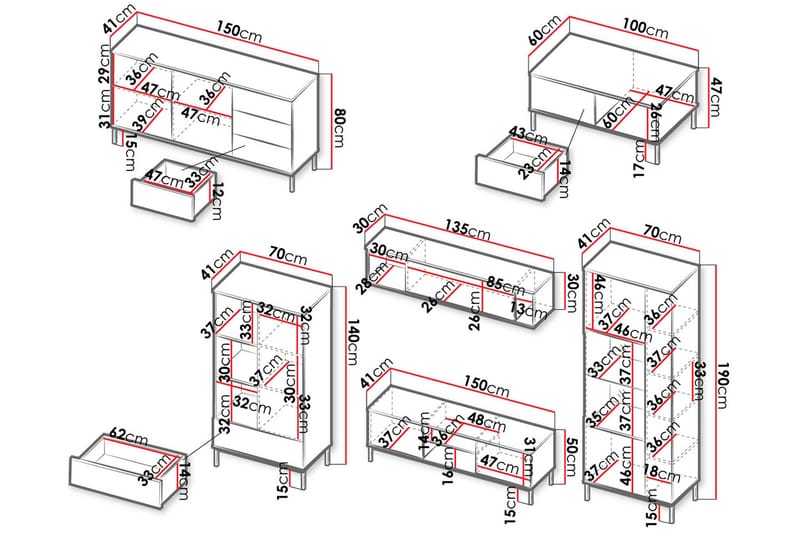 Querty Stuesett 6 Deler - Natur - Møbler - Møbelsett - Møbelsett til stue