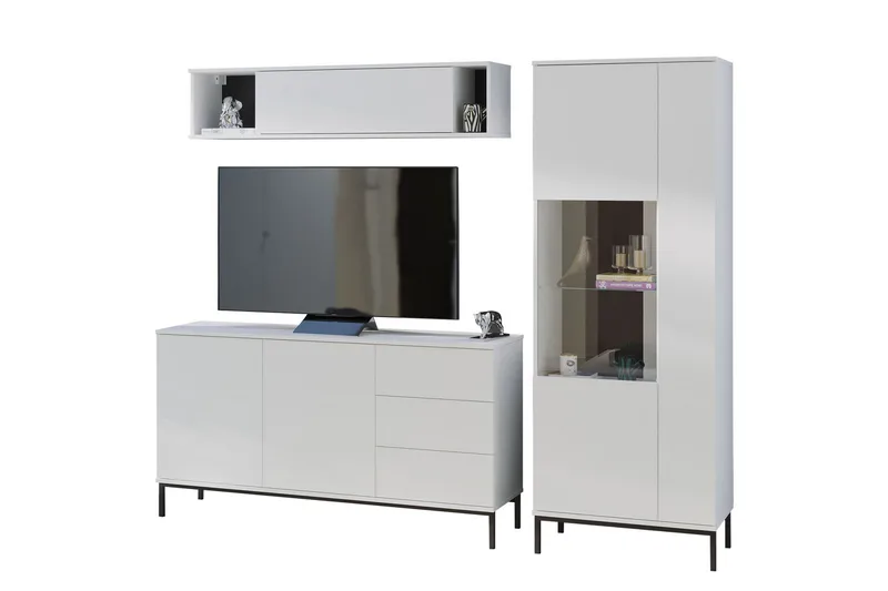 Querty Stuesett LED-belysning 4 Deler Hvit LED - Hvit - Møbler - Møbelsett - Møbelsett til stue