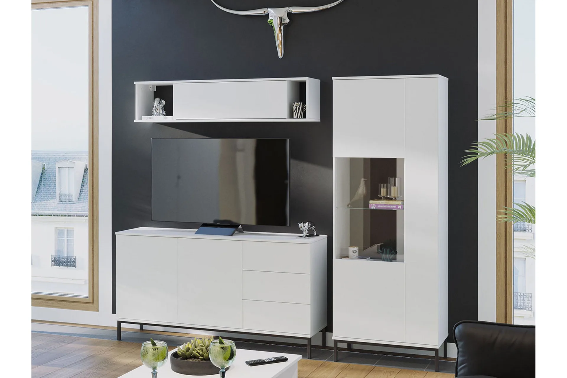 Querty Stuesett LED-belysning 4 Deler Hvit LED - Hvit