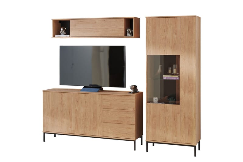 Querty Stuesett LED-belysning 4 Deler Hvit LED - Natur - Møbler - Møbelsett - Møbelsett til stue