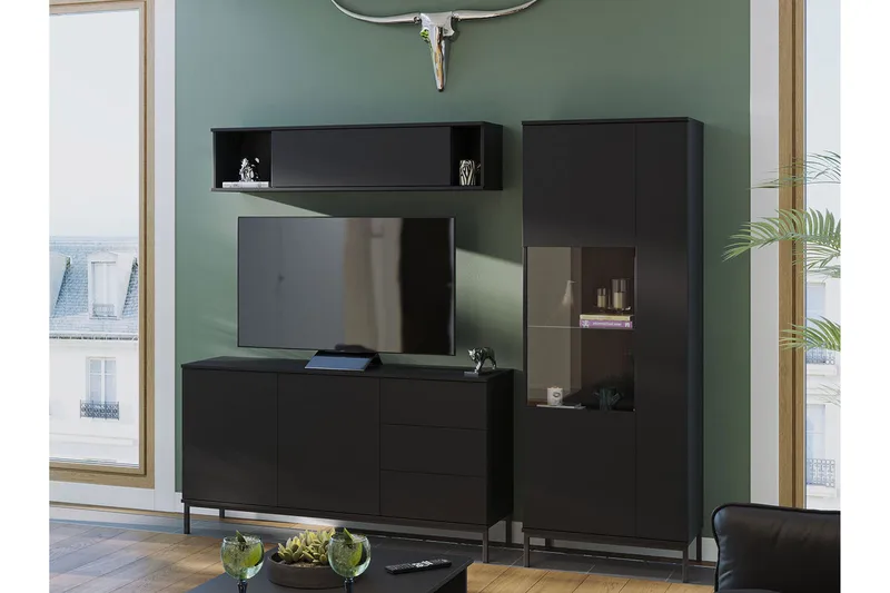 Querty Stuesett LED-belysning 4 Deler Hvit LED, Svart