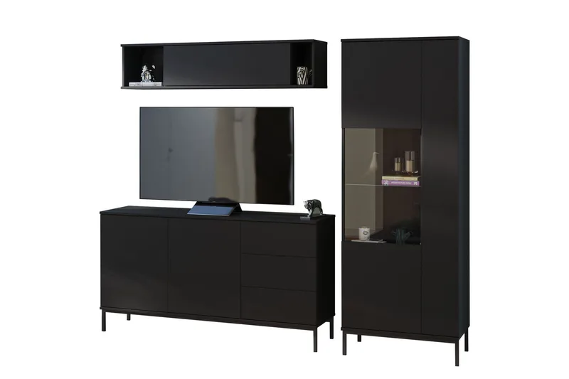 Querty Stuesett LED-belysning 4 Deler Hvit LED - Svart - Møbler - Møbelsett - Møbelsett til stue